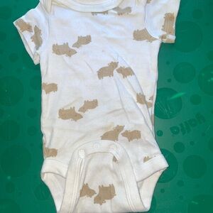 Adorable White and Tan Baby Onesie